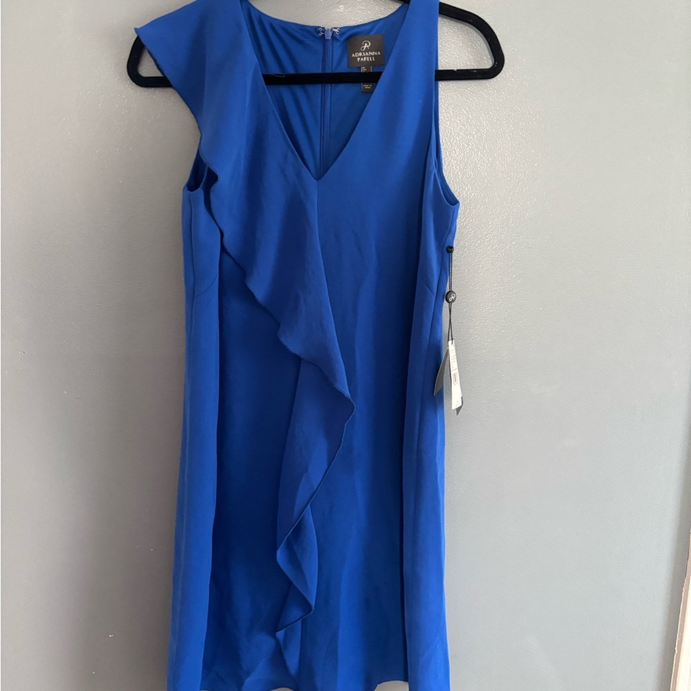 NWT Adrianna Papell Blue Ruffle Dress - Picture 2 of 8